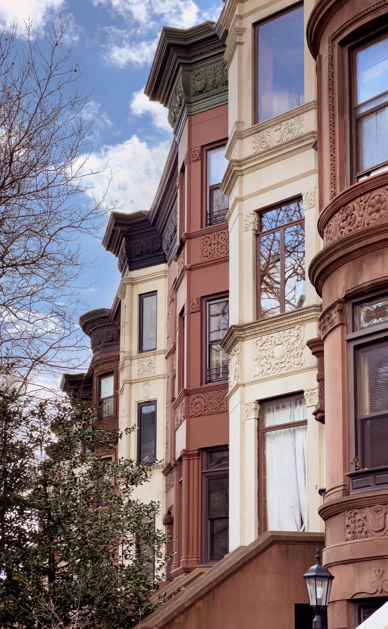 A row of Brooklyn brownstones